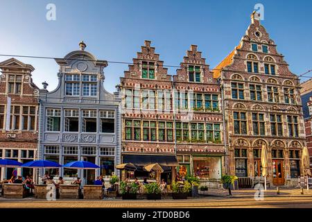 Burgstraat, impressive facades in the historic city centre, Belgium, East Flanders, Gent Stock Photo