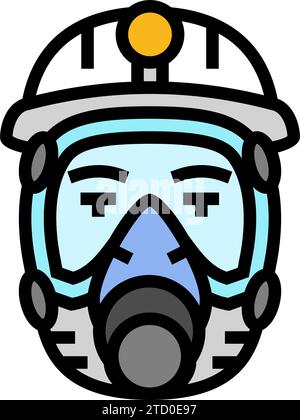 mining mask face line icon vector. mining mask face sign. isolated ...