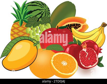 https://l450v.alamy.com/450v/2td0j4j/vector-illustration-of-fresh-fruits-of-apple-orange-watermelon-mango-banana-pineapple-papaya-grapes-pomegranate-2td0j4j.jpg