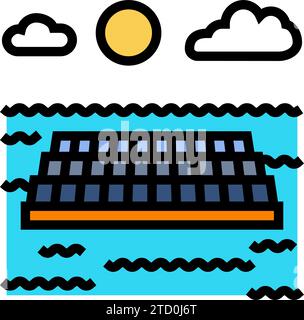 floating solar panel line icon vector illustration Stock Vector Image ...