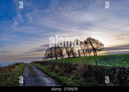 Sunset at Gag Lane, Thorpe, Peak District National Park, Derbyshire, England Stock Photo