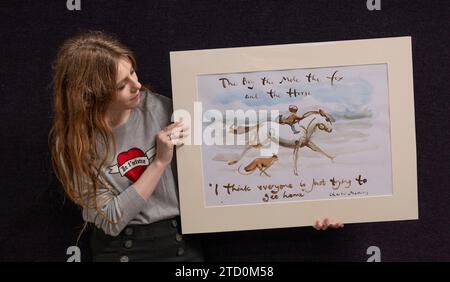 London, UK. 15th Dec, 2023. Bonhams sale preview of Original Works by British illustrator Charlie Mackesy, The Boy, the Mole, the Fox and the Horse. These wonderful illustrations will be offered for sale ending 18 December 2023. Credit: Malcolm Park/Alamy Live News Stock Photo