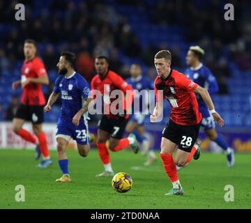 Jay Stansfield  of Birmingham City (28) in action. EFL Skybet championship match, Cardiff city v Birmingham City at the Cardiff City Stadium in Cardiff ,Wales on Wednesday 13th December 2023. this image may only be used for Editorial purposes. Editorial use only, pic by  Andrew Orchard/Andrew Orchard sports photography/Alamy Live news Stock Photo