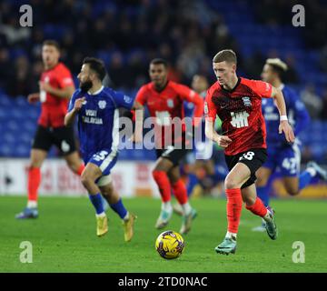 Jay Stansfield  of Birmingham City (28) in action. EFL Skybet championship match, Cardiff city v Birmingham City at the Cardiff City Stadium in Cardiff ,Wales on Wednesday 13th December 2023. this image may only be used for Editorial purposes. Editorial use only, pic by  Andrew Orchard/Andrew Orchard sports photography/Alamy Live news Stock Photo