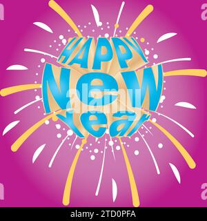 HAPPY NEW YEAR 2024 colorful 3D effect beautiful poster. editable vector EPS file Stock Vector