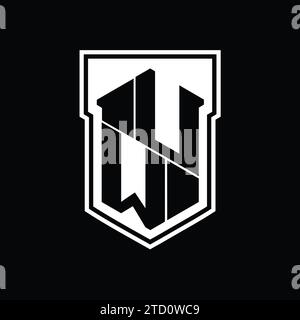 UW Letter Logo monogram hexagon geometric up and down inside shield isolated style design template Stock Photo