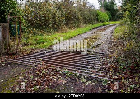 Cattle grid on a private road in Ireland. Stock Photo