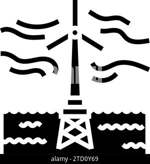 floating wind turbine glyph icon vector illustration Stock Vector