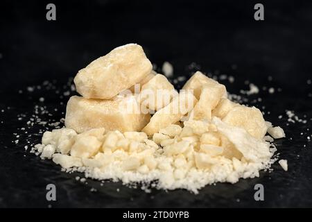 Crack cocaine is a form of cocaine that can be smoked. Also called rock, work, hard, iron, cavvy, base. Mostly known as crack Stock Photo