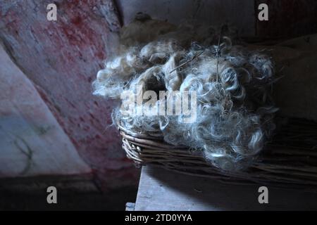 basket of wool, kentwell hall Stock Photo