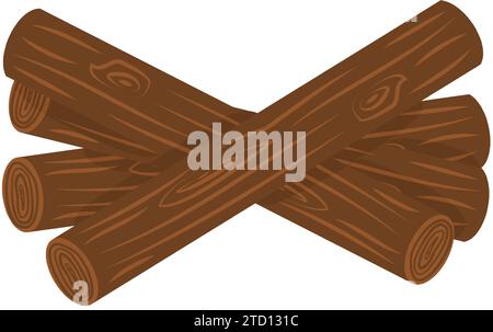 Wooden logs stacked in a pile. Firewood from tree trunks. Sawn wood. Vector illustration. Stock Vector