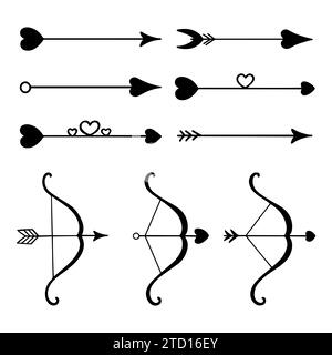 Set of Cupid's arrows and bow. Love Arrows Stock Vector