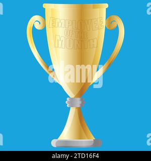 Employee of the month Trophy, business concept of rewarding employees on their achievements Stock Vector