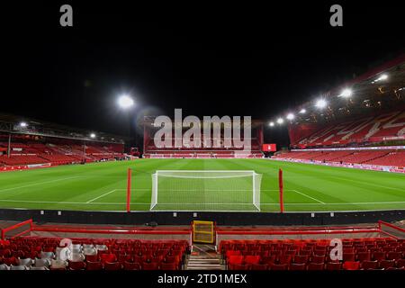 Nottingham, UK. 15th Dec 2023. General view inside the City Ground ahead of the Premier League match between Nottingham Forest and Tottenham Hotspur at the City Ground, Nottingham on Friday 15th December 2023. (Photo: Jon Hobley | MI News) Credit: MI News & Sport /Alamy Live News Stock Photo