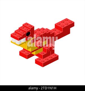 dinosaur allosaurus in isometry. Vector Stock Vector