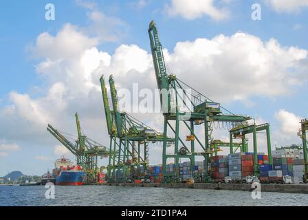 Santos city, Brazil. Terminal 37. Container terminal at the port of Santos. Stock Photo