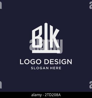 BK initial monogram logo design with pentagon shape style design ideas Stock Vector