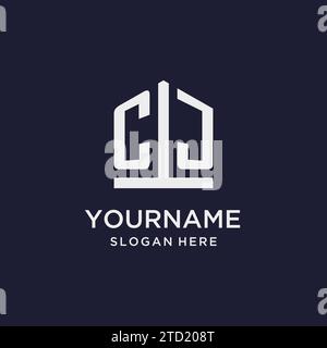 CJ initial monogram logo design with pentagon shape style design ideas Stock Vector