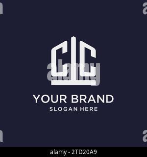 CC initial monogram logo design with pentagon shape style design ideas Stock Vector