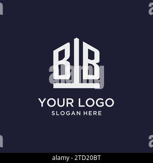 BB initial monogram logo design with pentagon shape style design ideas Stock Vector
