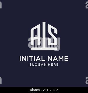 AS initial monogram logo design with pentagon shape style design ideas Stock Vector