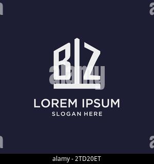BZ initial monogram logo design with pentagon shape style design ideas Stock Vector