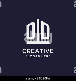 DD initial monogram logo design with pentagon shape style design ideas Stock Vector