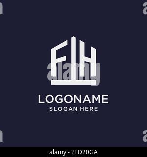 FH initial monogram logo design with pentagon shape style design ideas Stock Vector