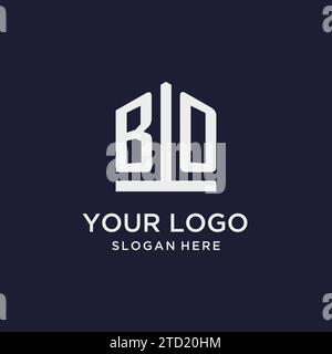 BO initial monogram logo design with pentagon shape style design ideas Stock Vector