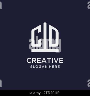 CD initial monogram logo design with pentagon shape style design ideas Stock Vector