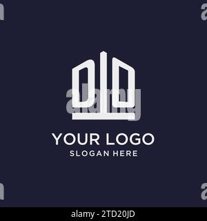 DO initial monogram logo design with pentagon shape style design ideas Stock Vector