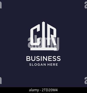 CR initial monogram logo design with pentagon shape style design ideas Stock Vector