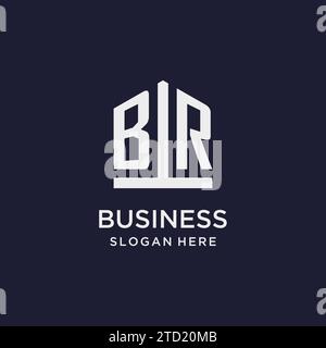 BR initial monogram logo design with pentagon shape style design ideas Stock Vector