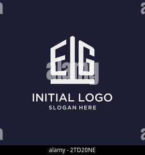 EG initial monogram logo design with pentagon shape style design ideas Stock Vector