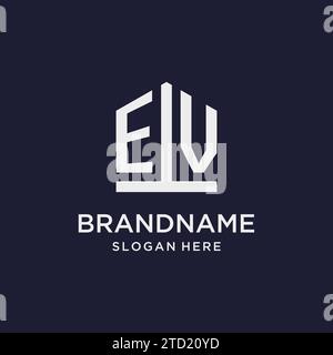 EV initial monogram logo design with pentagon shape style design ideas Stock Vector