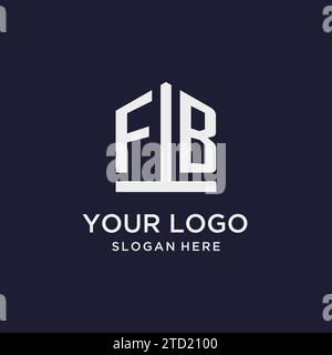 FB initial monogram logo design with pentagon shape style design ideas Stock Vector