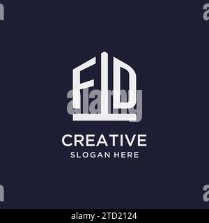 FD initial monogram logo design with pentagon shape style design ideas Stock Vector