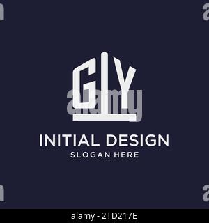 GY initial monogram logo design with pentagon shape style design ideas Stock Vector