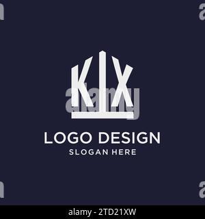 KX initial monogram logo design with pentagon shape style design ideas Stock Vector