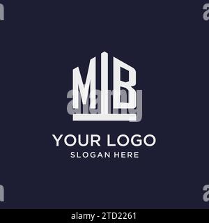 MB initial monogram logo design with pentagon shape style design ideas Stock Vector