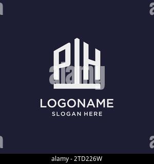PH initial monogram logo design with pentagon shape style design ideas Stock Vector