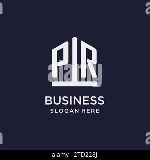 PR initial monogram logo design with pentagon shape style design ideas Stock Vector