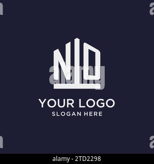 NO initial monogram logo design with pentagon shape style design ideas Stock Vector