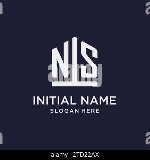 NS initial monogram logo design with pentagon shape style design ideas Stock Vector