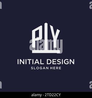 PY initial monogram logo design with pentagon shape style design ideas Stock Vector