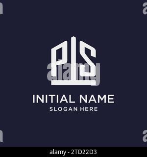 PS initial monogram logo design with pentagon shape style design ideas Stock Vector