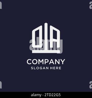 OA initial monogram logo design with pentagon shape style design ideas Stock Vector