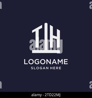 TH initial monogram logo design with pentagon shape style design ideas Stock Vector