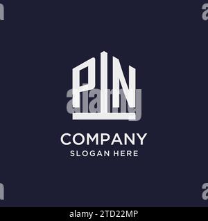 PN initial monogram logo design with pentagon shape style design ideas Stock Vector