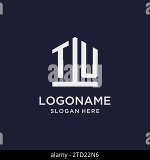 TU initial monogram logo design with pentagon shape style design ideas Stock Vector
